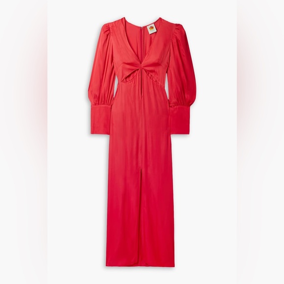 Red Cut Out Long Sleeve Lenzing™ Ecovero™ Viscose Maxi Dress - Picture 4 of 7